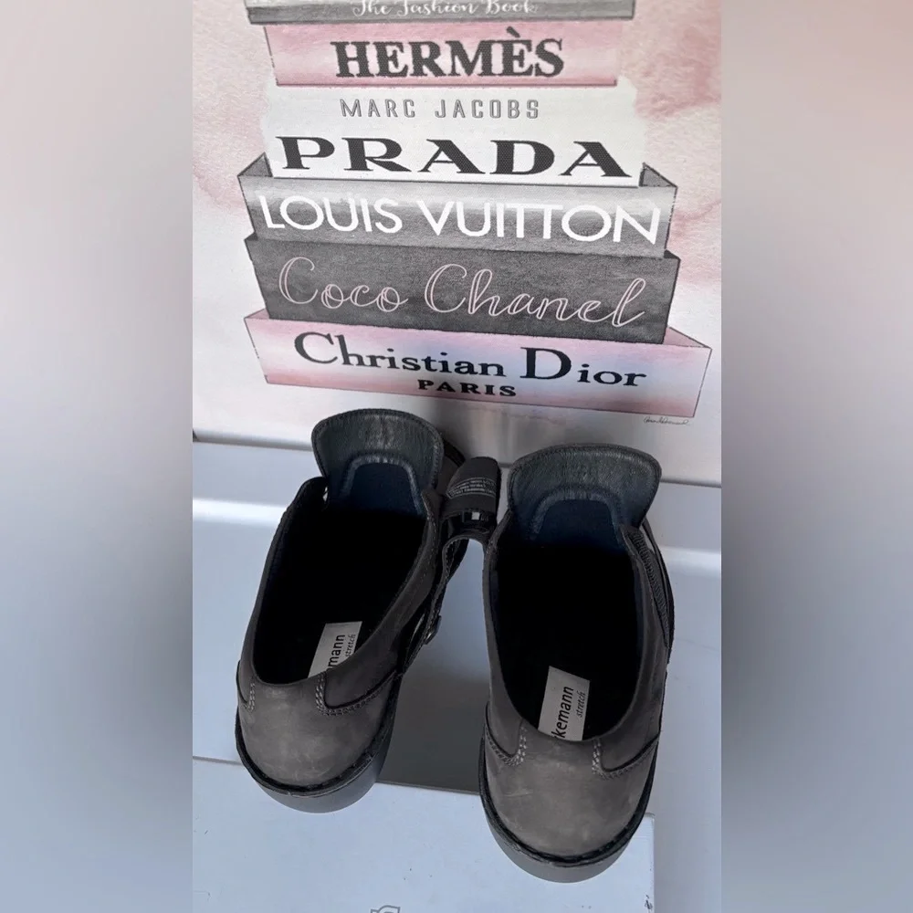 Berkemann Stretch Comfort Wedge Shoes in Metallic Bronze & Black Size 7